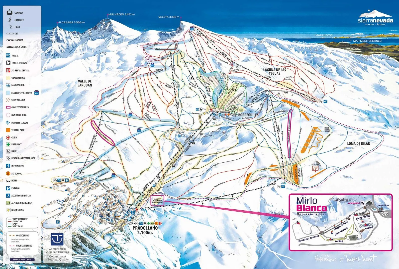 Piste map of the Sierra Nevada ski resort